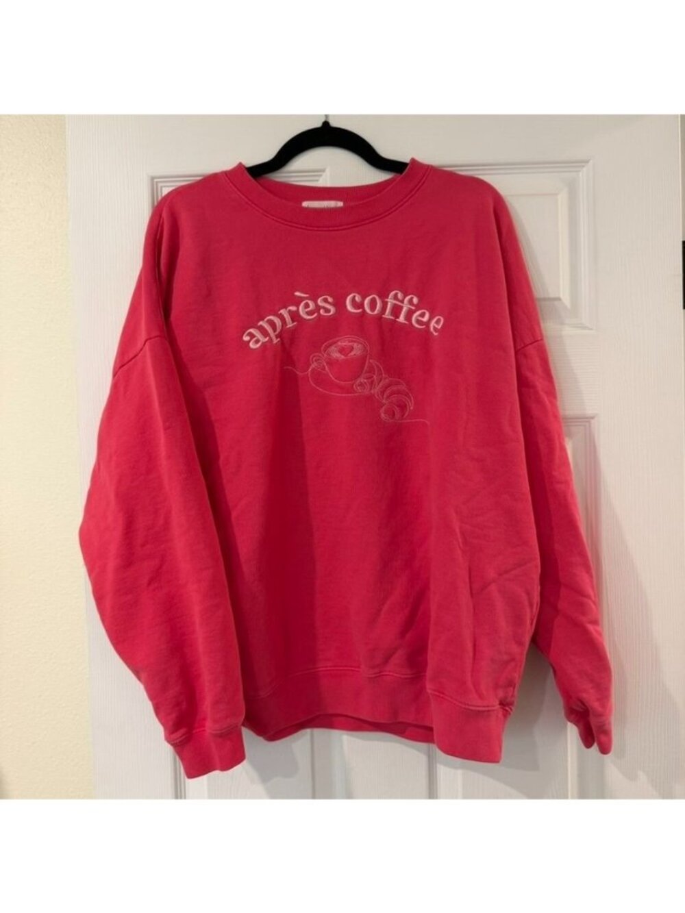 Lovers and Friends Oversized Apres Coffee Crewneck Pink Sweatshirt Size Small